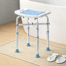 HOMCOM Adjustable Shower Stool with Foot Pads for Elderly, Light Blue