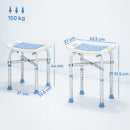 HOMCOM Adjustable Shower Stool with Foot Pads for Elderly, Light Blue