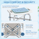 HOMCOM Adjustable Shower Stool with Foot Pads for Elderly, Light Blue