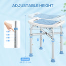 HOMCOM Adjustable Shower Stool with Foot Pads for Elderly, Light Blue