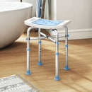 HOMCOM Adjustable Shower Stool with Foot Pads for Elderly, Light Blue
