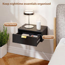 HOMCOM Floating Nightstands Set Of 2 Bedside Tables W/ Wave Drawer Black