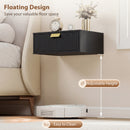 HOMCOM Floating Nightstands Set Of 2 Bedside Tables W/ Wave Drawer Black
