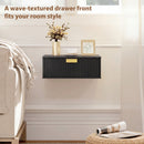 HOMCOM Floating Nightstands Set Of 2 Bedside Tables W/ Wave Drawer Black