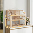 PawHut Wooden Hamster Cage W/ Detachable Bottom, Hut, Seesaw, Natural