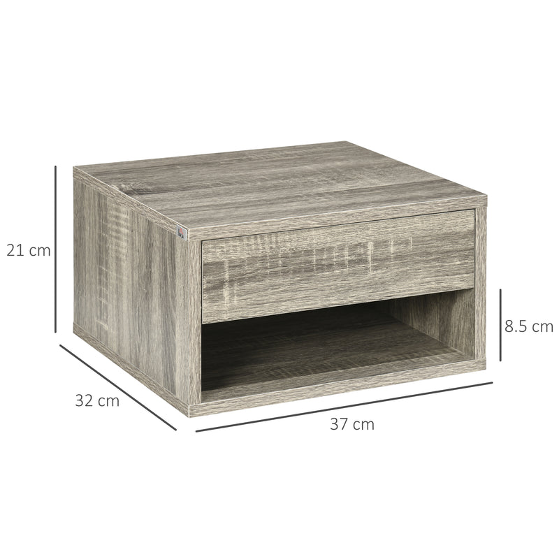 HOMCOM Floating Bedside Table Set Of 2 Wall Mounted Nightstand Brown