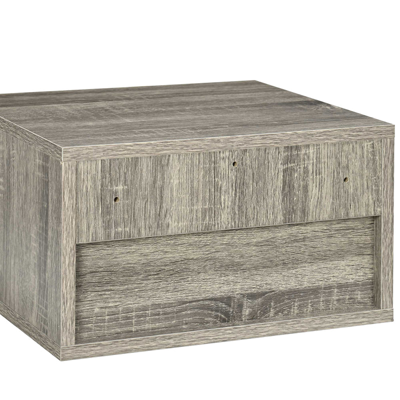HOMCOM Floating Bedside Table Set Of 2 Wall Mounted Nightstand Brown