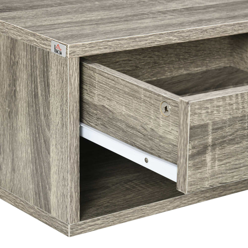 HOMCOM Floating Bedside Table Set Of 2 Wall Mounted Nightstand Brown