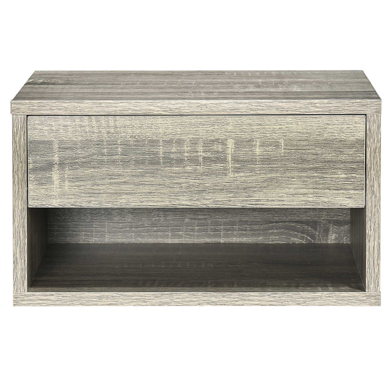 HOMCOM Floating Bedside Table Set Of 2 Wall Mounted Nightstand Brown