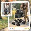 PawHut 3 in 1 Pet Stroller with Detachable Carrier for Mini Dogs