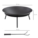 Outsunny Fire Pit, Portable Firepit with Poker, Black