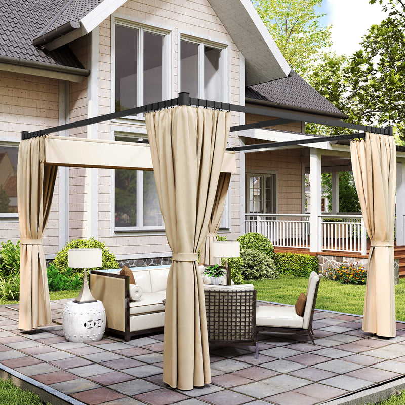 Outsunny 3 x 3(m) Pergola with Retractable Roof and Curtains