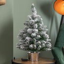 2ft (60cm) Battery Operated Snow Flocked Mini Christmas Tree in Silver Pot with Warm White LEDs