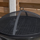 52cm Black Steel Outdoor Lustre Enamelled Firepit with Fire Poker