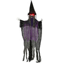 Outsunny Voice Activated Halloween Animatronics Hanging Witch, Purple