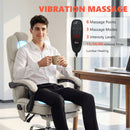 HOMCOM Massage Office Chair With Heat, 135° Reclining Desk Chair, Cream