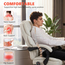 HOMCOM Massage Office Chair With Heat, 135° Reclining Desk Chair, Cream