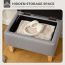 HOMCOM Linen Storage Ottoman Storage Box with Rubberwood Legs