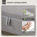 HOMCOM Linen Storage Ottoman Storage Box with Rubberwood Legs