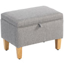 HOMCOM Linen Storage Ottoman Storage Box with Rubberwood Legs