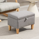 HOMCOM Linen Storage Ottoman Storage Box with Rubberwood Legs