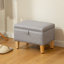 HOMCOM Linen Storage Ottoman Storage Box with Rubberwood Legs