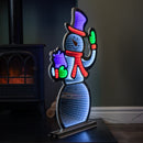 76cm Infinity Light up Standing Snowman Christmas Decoration with Multi-Coloured LEDs on Metal Base