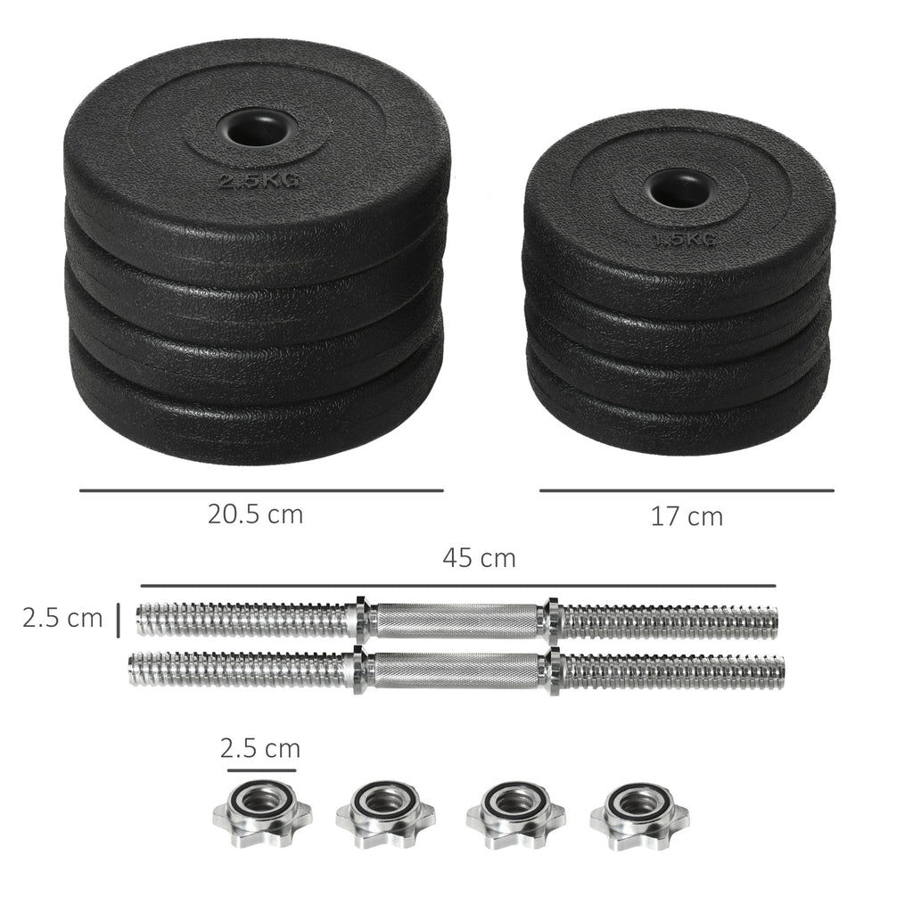 HOMCOM 20KG Adjustable Dumbbells Weight Set Hand Weight For Body Fitne