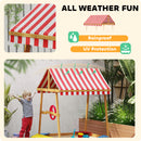 AIYAPLAY Wooden Kids Sandpit with Canopy, Seats, Rudder & Bottom Liner