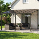 Outsunny 4 x 3 m Metal Lean-to Hardtop Gazebo, Wall-Mounted Pergola