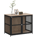 PawHut Dog Crate Furniture with Anti-Chew Resistant Mesh for Dogs - Walnut Brown