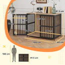 PawHut Dog Crate Furniture with Anti-Chew Resistant Mesh for Dogs - Walnut Brown