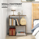 HOMCOM Side Table, Narrow End Table with Storage Shelves, Oak