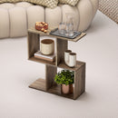 HOMCOM Side Table, Narrow End Table with Storage Shelves, Oak
