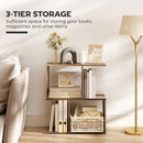 HOMCOM Side Table, Narrow End Table with Storage Shelves, Oak