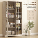 HOMCOM 172 cm Tall Kitchen Cupboard, Pantry Storage Cabinet, Light Grey