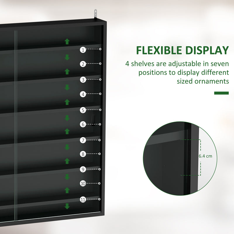 HOMCOM 7-Tier Wall Display Cabinet w/ Shelves Glass Doors