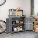 Outsunny Wooden Potting Bench Table with Aluminium Worktop and Top Shelf