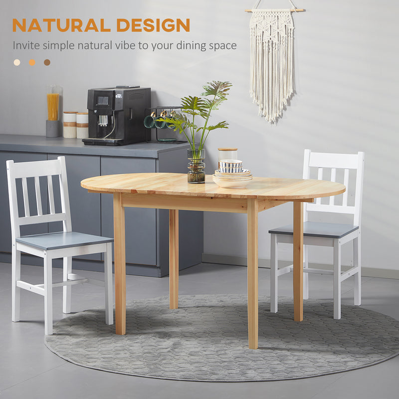 HOMCOM Foldable Dining Table, Solid Wood Drop Leaf Table, Natural