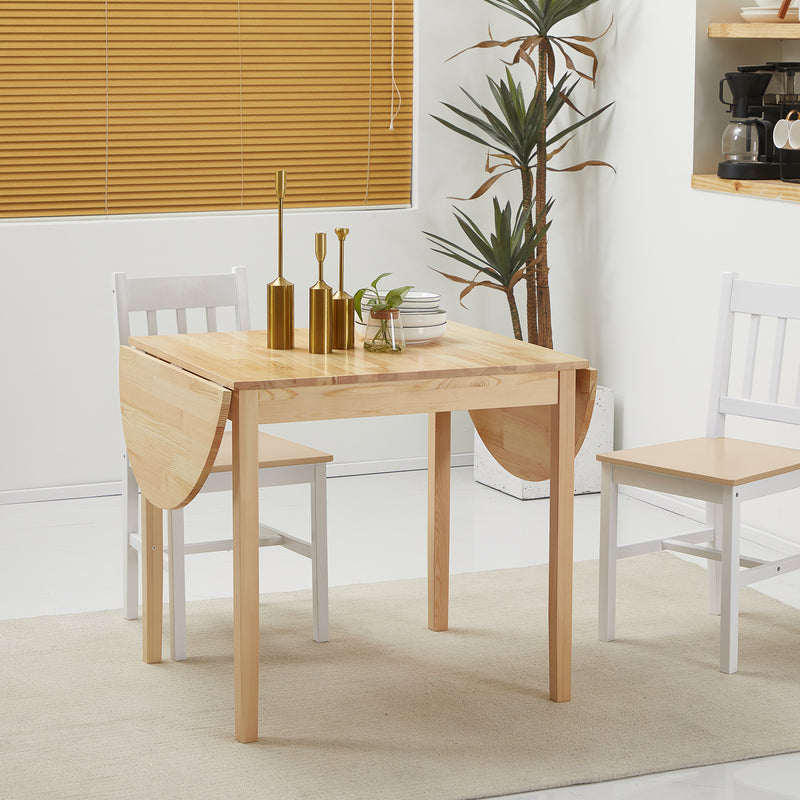 HOMCOM Foldable Dining Table, Solid Wood Drop Leaf Table, Natural