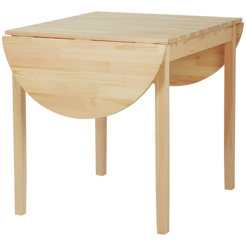 HOMCOM Foldable Dining Table, Solid Wood Drop Leaf Table, Natural