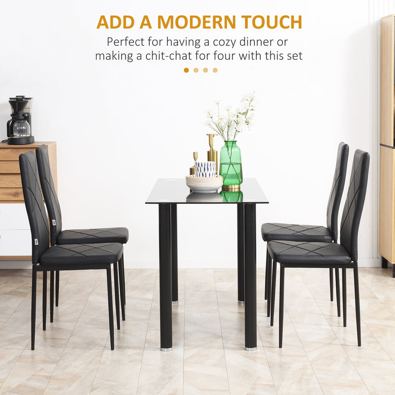 HOMCOM Dining Chairs, Faux Leather Kitchen Chairs, Black