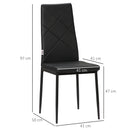 HOMCOM Dining Chairs, Faux Leather Kitchen Chairs, Black