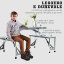 Outsunny Portable Foldable Camping Picnic Table with Seats Chairs and Umbrella Hole, 4-Kids Fold Up Travel Picnic Table, Grey