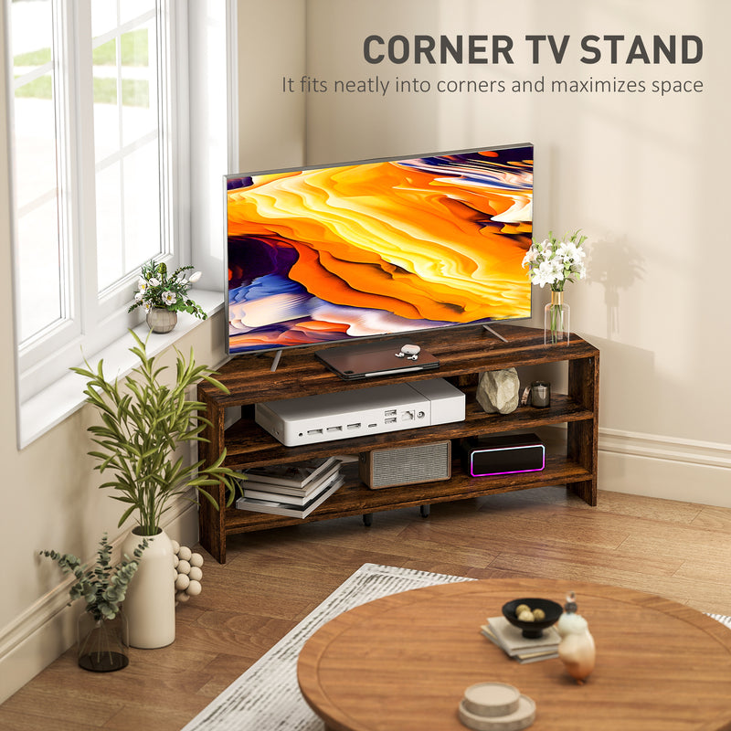 HOMCOM Corner TV Stand, TV Unit With Open Shelves For 47 Inch TV
