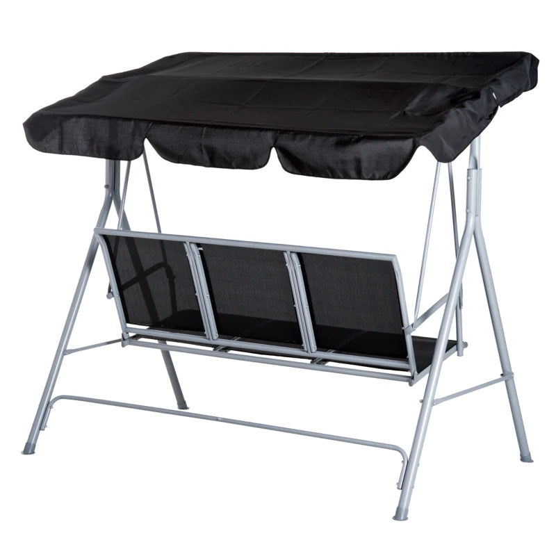 Outsunny-3 Seater Steel  Swing Bench - Black