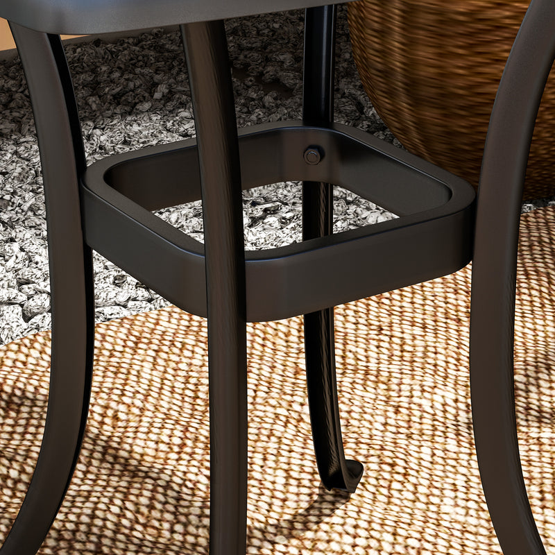 Outsunny 54 x 54cm Aluminium Outdoor Garden Side Table w/ Umbrella Hole, Black