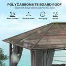 Outsunny 3.6x3(m) Hardtop Gazebo Garden Pavilion W/ Polycarbonate Roof, Grey