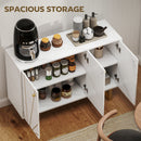 HOMCOM Sideboard Storage Cupboard with Metal Legs for Living Room, White