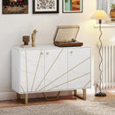 HOMCOM Sideboard Storage Cupboard with Metal Legs for Living Room, White